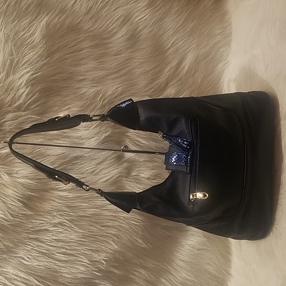 NAVY DECORATIVE RHINESTONE HOBO HANDBAG - Picture 3 of 7